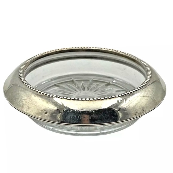 Frank M Whiting Sterling Silver Encased Glass Coaster - Picture 2 of 7